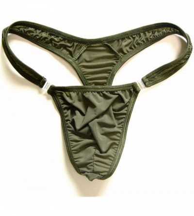 G-Strings & Thongs Translucent Men Nylon Thongs Sexy on Bikini Briefs G-Strings/Jocks/Tanga/T-Back Underwear - Black - C5198U...