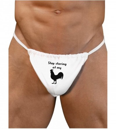 G-Strings & Thongs TooLoud Stop Staring at My Rooster - Design Mens G-String Underwear - White - CO11S9RVE9T $19.75