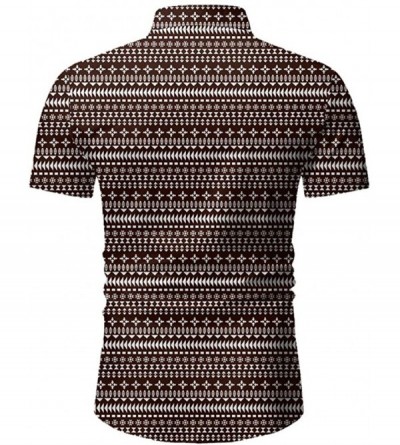 Trunks Men Casual Summer Printed Button Short Sleeve Hawaiian T-Shirt Top Blouse - Coffee3 - C7195QHU2M4 $33.58