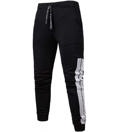 Sleep Sets Mens Patchwork Autumn Winter Sweatshirt Top Pants Sets Sport Suit Tracksuit - Black - C218YHQ4ZSQ $29.30