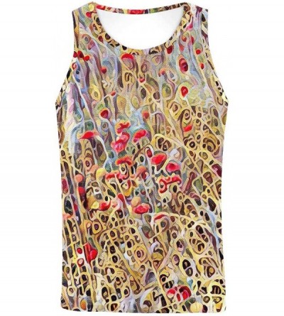 Undershirts Men's Muscle Gym Workout Training Sleeveless Tank Top Floral Blossom Tree - Multi3 - C619CONT5SU $28.53