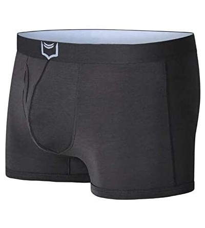 Boxer Briefs Men's Underwear Trunks with Dual Pouch Fly - Grey - C9194D6H7CN $29.77