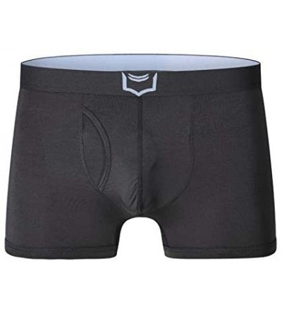 Boxer Briefs Men's Underwear Trunks with Dual Pouch Fly - Grey - C9194D6H7CN $29.77