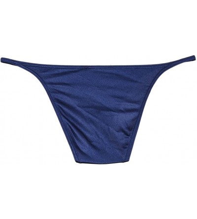 Bikinis Men's Mini Briefs Glossy Bikini Briefs Guys Sexy Men Pouch Brief Underwear Pants - Dark Blue - CA17XQ8X0MY $10.57