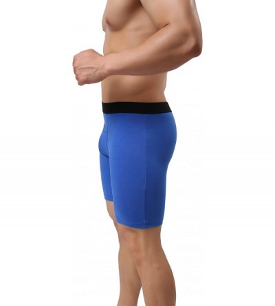 Boxer Briefs Men's Cotton Boxer Briefs Long Leg Underwear No Ride Up Stretch with Open Fly - 1 Pack Blue - CE18CILLLM8 $10.09