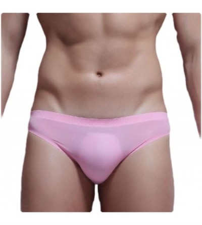Briefs Mens Sexy Seamless Low Rise Summer Underpants Ice Silk Briefs - 1 - CW19DY5H3Z4 $35.92