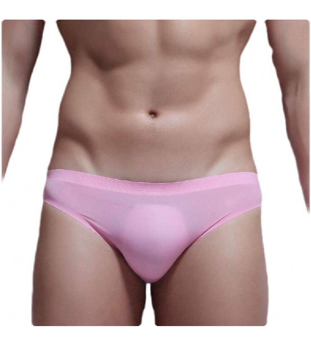Briefs Mens Sexy Seamless Low Rise Summer Underpants Ice Silk Briefs - 1 - CW19DY5H3Z4 $19.07
