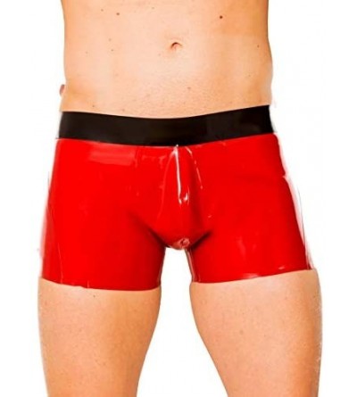 Boxer Briefs Latex Panties Mens Underwear Latex Rubber Low Cut Boxer Shorts Black Trim Brief - N-white - CF18UYWQSMT $31.21