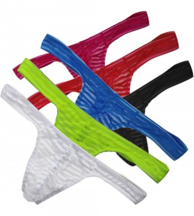 G-Strings & Thongs New Men Thongs Underpants Striped Transparent Underwear Mens Thongs Male T-Back Briefs Bikini Breathable T...