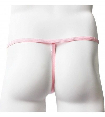 G-Strings & Thongs Mens Erotic Bikini Briefs Low Rise Bulge Pouch G-String Thongs Underwear - Pink - C4197X5705U $12.44