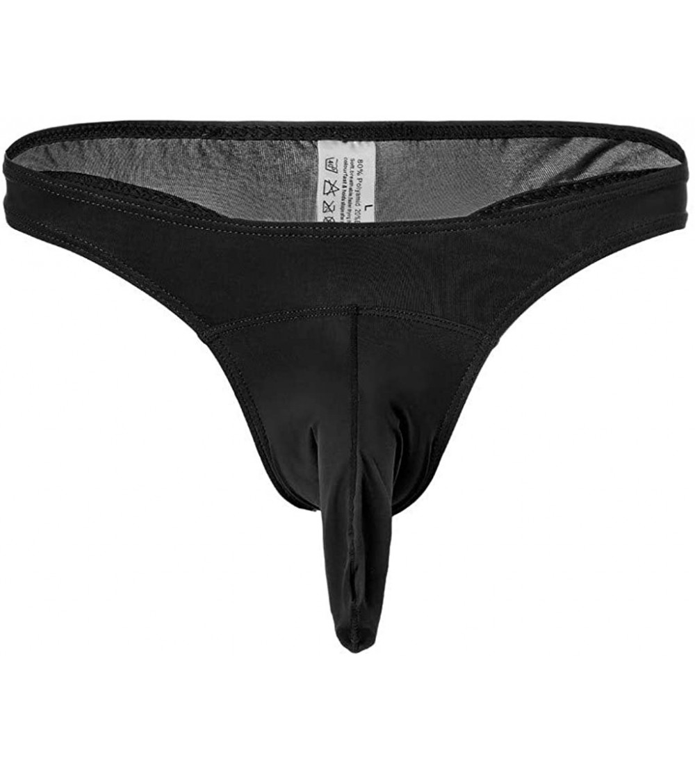 G-Strings & Thongs Men's New Underwear Thongs Bikini Briefs Low Rise G-String Pouch Elephant Nose Breathable Underpants - Bla...