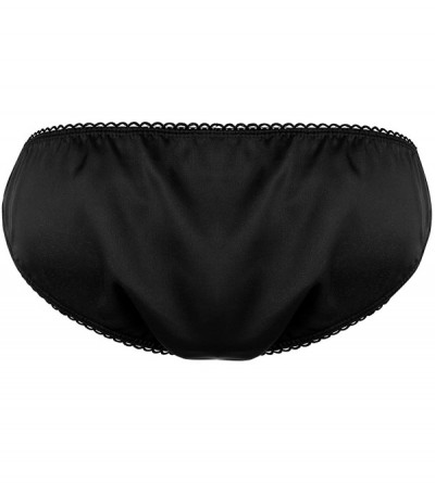 Bikinis Men's Sexy Jock Strap Bikini Briefs Open Front Hole Satin Underwear - Black - CR18EDU8G9U $12.70