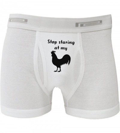 Boxer Briefs Stop Staring at My Rooster - Design Boxer Briefs - White - CX11S9RX7RV $23.11