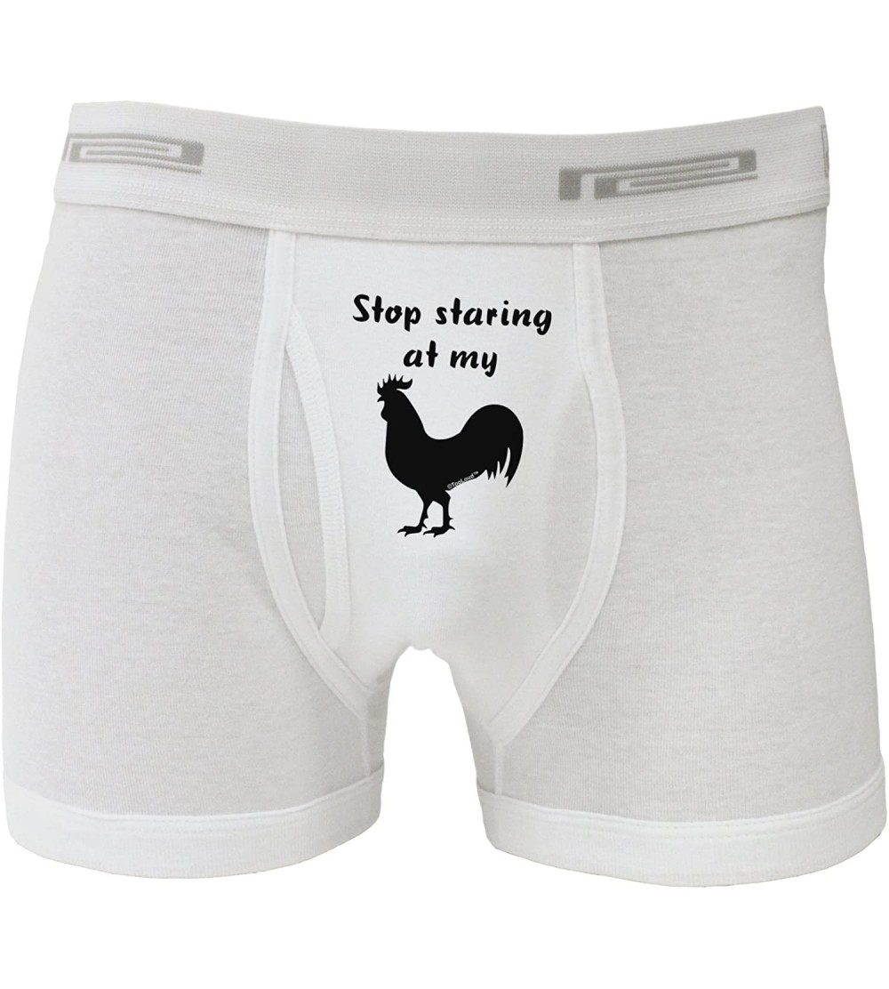 Boxer Briefs Stop Staring at My Rooster - Design Boxer Briefs - White - CX11S9RX7RV $23.11