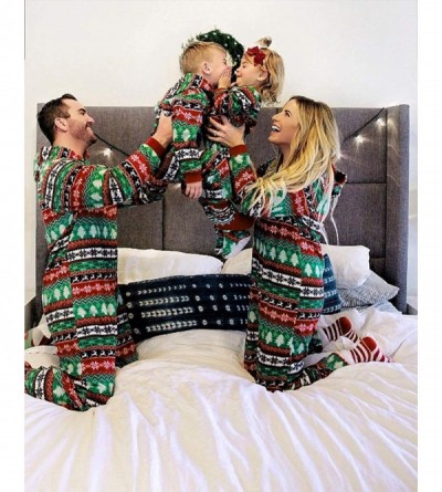 Sleep Sets Christmas Family Matching One-Piece Pajamas Parent-Child Hoodie Zipper Sleepwear Long Sleeve Pajamas Set - Kid - C...