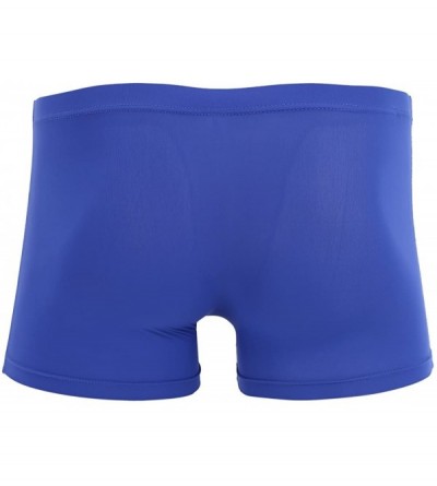 Boxer Briefs Men's Silky Boxer Briefs Long Sheath Sleeve Underwear Lingerie Bikini Shorts - Blue - C218DIC4HGG $13.24