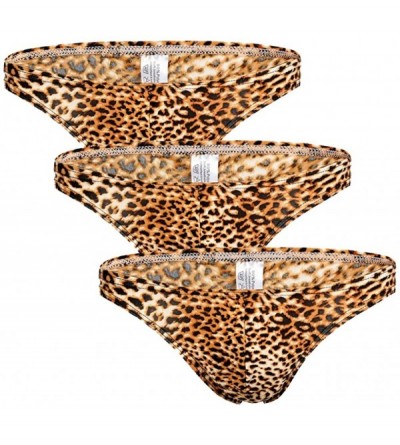 Briefs Leopard-Print Men's Sexy Buttocks Briefs Low-Rise Breathable Briefs - Yellow 3 - CM18Y6IX98D $32.87
