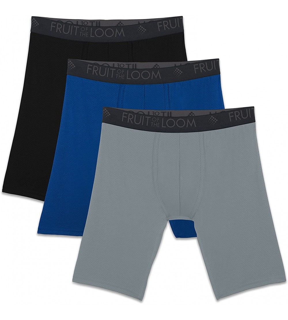 Boxer Briefs Men's Breathable Underwear - Assorted Color - Long Leg Boxer Brief - Micro Mesh - 3 Pack - CO18EYM0S7Z $18.24