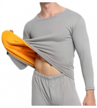 Thermal Underwear Mens Thermal Underwear Winter Warm Long John Set Fleece Lined Base Layer Top and Bottom - Mnavy - CA192KS28...