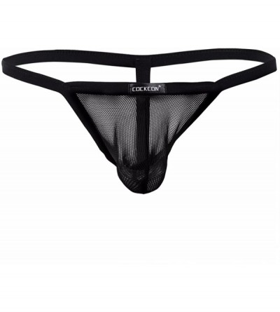 G-Strings & Thongs Men's Mesh See Through G String T-Back Thongs Bikini Lingerie Underwear - Black - CW184XQT5R5 $17.14