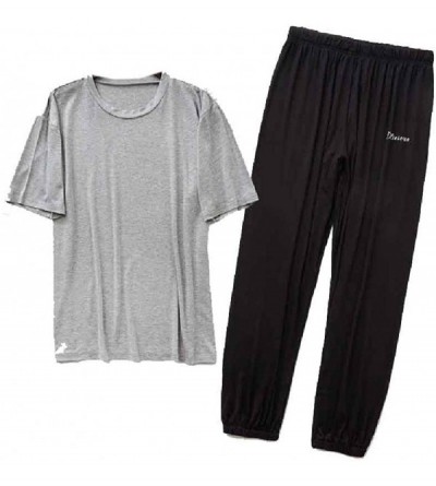Sleep Sets Men Lounger Thin Summer 2 Piece Set Long Pants Modal Loungewear Set AS7 XL - CZ199OH0ZTN $27.84