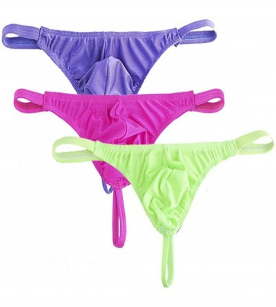 Briefs Hot Men's Sexy Thong Underwear Pants Sexy Slim Transparent T-Back Mesh Pants - Pur+ros+gre - C719279LXWW $29.91