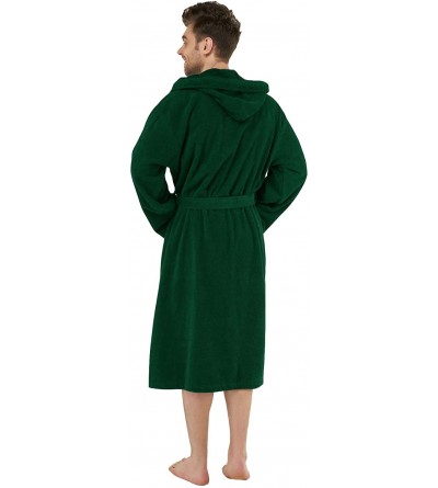 Robes Clouseout - Lightweight Hooded Terry Bathrobe- 50" Length. Unisex Design - Hunter Green - CT115FDKW6L $44.92