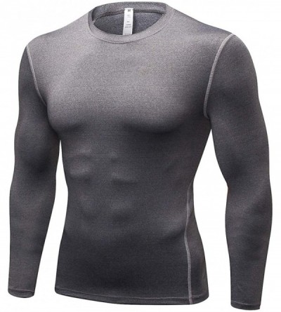 Thermal Underwear Men's Base Layer Tops Long Sleeve Wicking Crew Neck Shirts - Gray - CC18HDKYUTK $28.66
