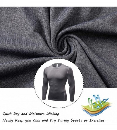 Thermal Underwear Men's Base Layer Tops Long Sleeve Wicking Crew Neck Shirts - Gray - CC18HDKYUTK $13.47
