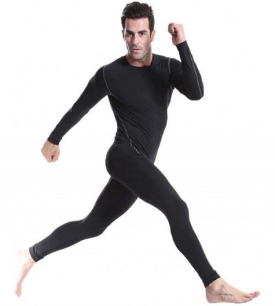 Thermal Underwear Men's Base Layer Tops Long Sleeve Wicking Crew Neck Shirts - Gray - CC18HDKYUTK $13.47