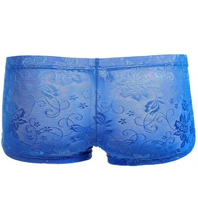 Boxer Briefs Underwear for Mens- Full Lace Soft Underpants Comfort Boxer Brief Knickers Shorts Lingerie - Blue - CW18UD4XML0 ...