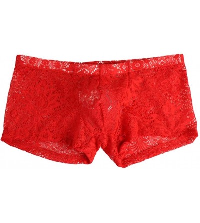 Bikinis Men's Bikini Underwear- Mesh Transparent Boxers Bulge Comfy Underwear (M- Blue) (Red- XL) - CK18GRHITC2 $8.31