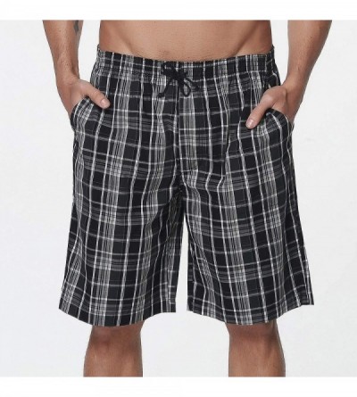 Sleep Bottoms Men's Pajama Shorts Man Plaid Sleep Shorts Cotton Lounge Boxer Shorts with Pockets - 3 Pack-11 - C3199ZNM2WO $3...