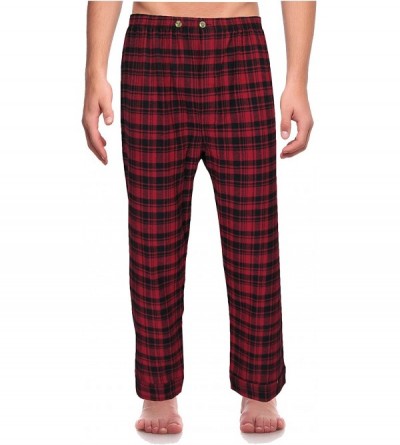 Sleep Sets Classical Sleepwear Men's 100% Cotton Flannel Pajama Set - Red- Plaid (F0163) - CM18KQLX8O4 $32.88