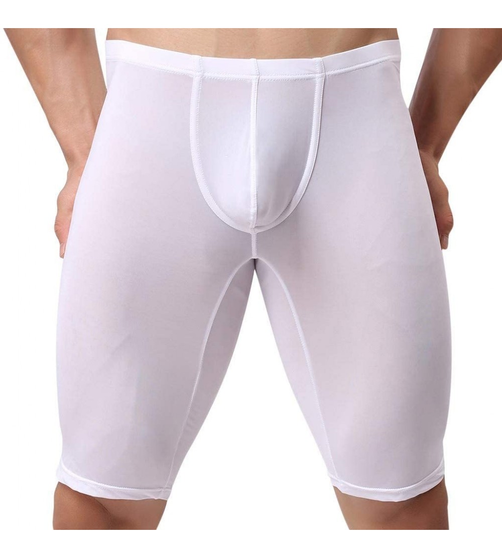 Briefs Men's Ice Silk Sexy Solid Color Breathable Youth Ice Silk Trousers - White - C618TD6ZDEI $12.98