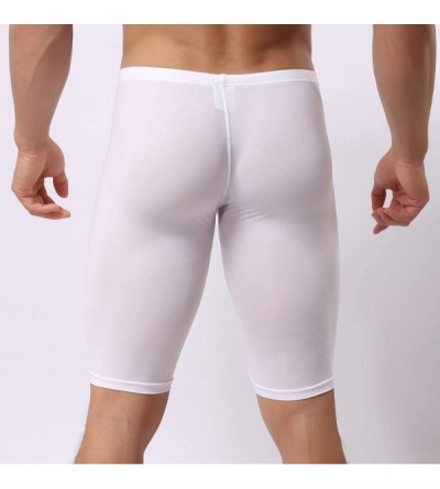 Briefs Men's Ice Silk Sexy Solid Color Breathable Youth Ice Silk Trousers - White - C618TD6ZDEI $12.98