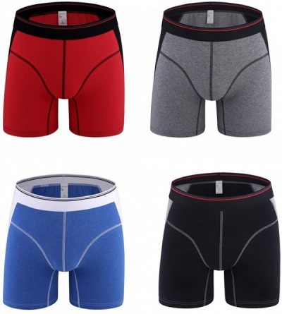 Boxer Briefs Boxer Briefs Mens Underwear 4 Pack sport Soft Cotton Open Fly Underwear - Black-grey-blue-red - CH18LZ926IS $18.13