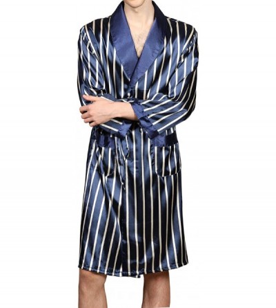 Robes Mens Satin Robe-Silk Long Sleeve House Kimono Bathrobe-Soft Loungewear Dragon Robe - CJ18ZKNOLE8 $16.46