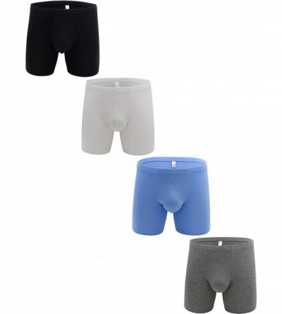 Boxer Briefs Men's Bulge Trunks Sexy Pouch Long Leg Boxer Underwear No Rise Mens Under Panties - 4 Pack - C519464ONAY $54.07