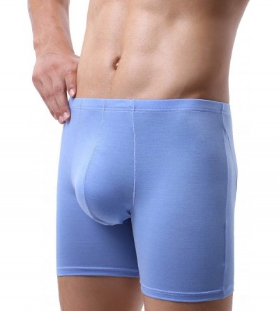 Boxer Briefs Men's Bulge Trunks Sexy Pouch Long Leg Boxer Underwear No Rise Mens Under Panties - 4 Pack - C519464ONAY $48.66