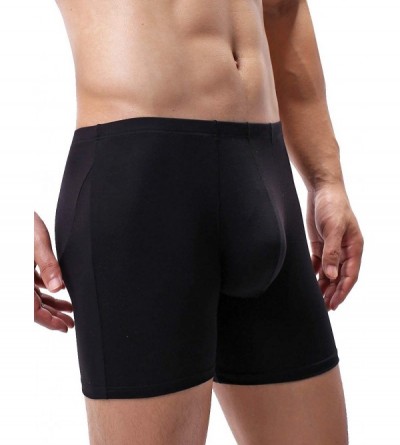 Boxer Briefs Men's Bulge Trunks Sexy Pouch Long Leg Boxer Underwear No Rise Mens Under Panties - 4 Pack - C519464ONAY $54.07