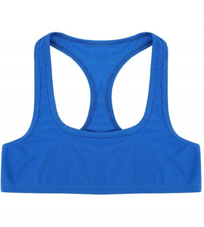Undershirts Mens Spandex Racer Back Super Cropped Vest Tank Tops Gym Muscle Shirts Stringer Vest - Blue - CZ19DEOU8DO $12.86