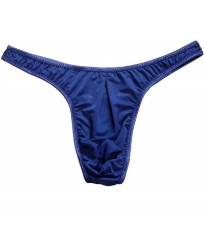 G-Strings & Thongs Men's Milk Silk G-String Thin Belt Thongs Underwear - Dark Blue - C112N3WS01U $26.95