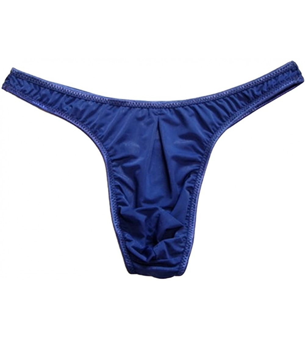 G-Strings & Thongs Men's Milk Silk G-String Thin Belt Thongs Underwear - Dark Blue - C112N3WS01U $12.80
