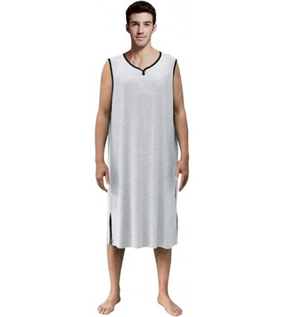 Sleep Tops Men's Nightshirt Nightwear Comfy Big & Tall Short Sleeve Henley Sleep Shirt Tops Nightgown - D-grey - C21900NE4OL ...