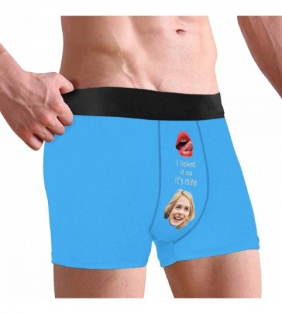 Boxer Briefs Custom Men's Funny Face Boxer Shorts Men's Boxers Novelty Briefs Lips and I Licked It so It is Mine on Pink - Ty...