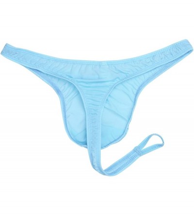 G-Strings & Thongs US Mens Strap O Ring Thong Brief Underwear - Sky Blue - C0182KXRDRM $17.34