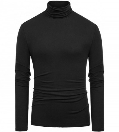 Undershirts Men's Basic Slim Fit Thermal Turtleneck Pullover Long Sleeve T-Shirt - Black-249 - C519279EK79 $27.02