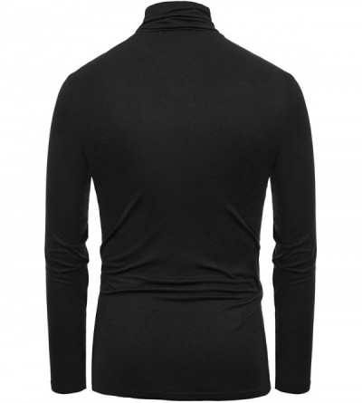 Undershirts Men's Basic Slim Fit Thermal Turtleneck Pullover Long Sleeve T-Shirt - Black-249 - C519279EK79 $11.34