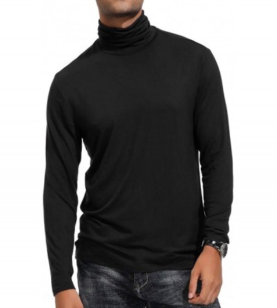 Undershirts Men's Basic Slim Fit Thermal Turtleneck Pullover Long Sleeve T-Shirt - Black-249 - C519279EK79 $11.34